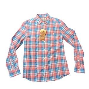 FAHERTY Men's Small Tropical Cotton Shirt Plaid Long Sleeve‎ Button Down MWU2410